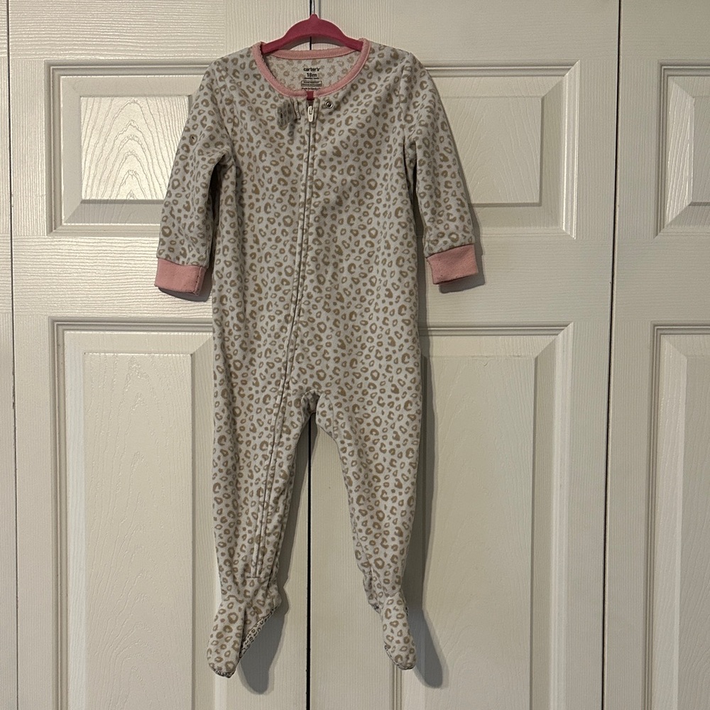 Carter's Pink and Cream Leopard Footie